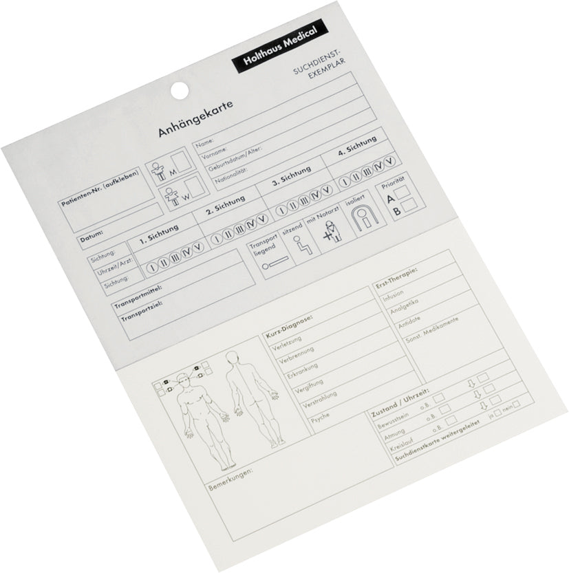 Anhängekarte für Verletzte