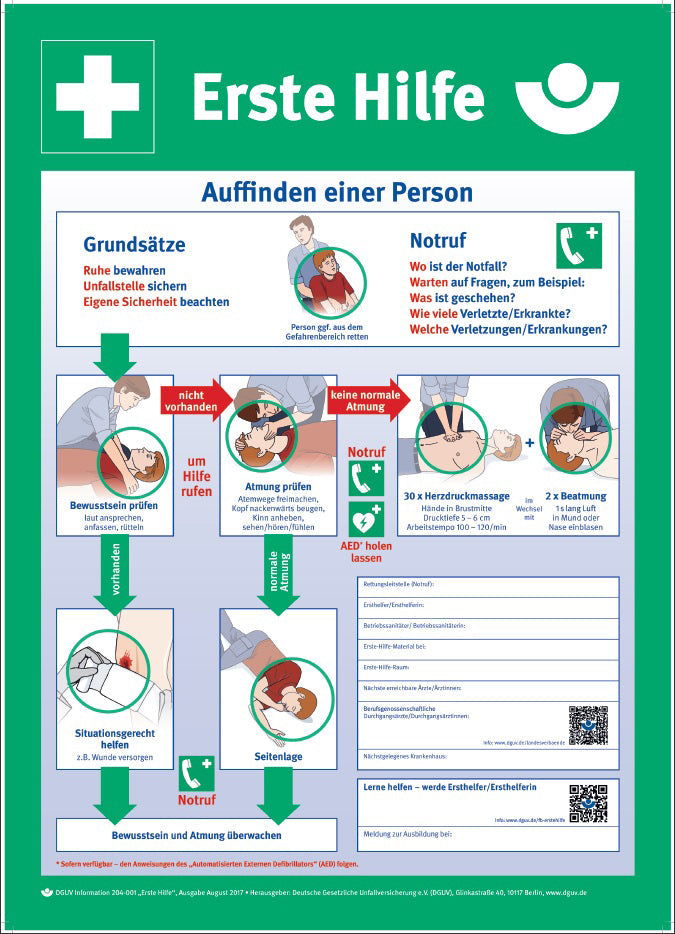 Anleitung zur Ersten Hilfe bei Unfällen